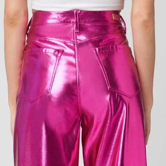 BLANK NYC Pink Metallic Faux Leather Pants Size 26 NWT
